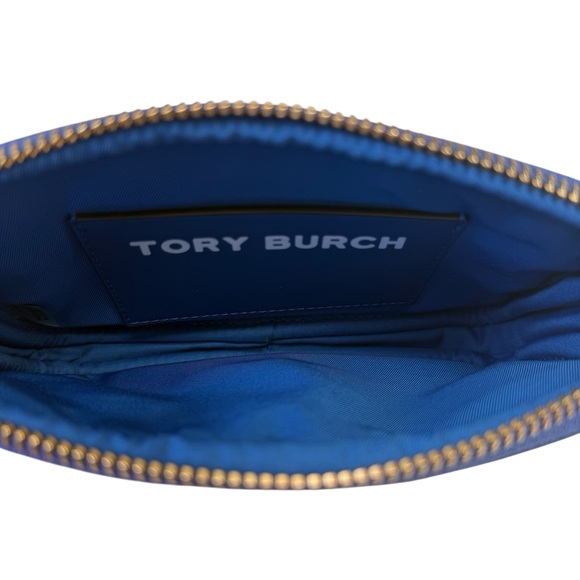 Tory Burch Gemini Link Canvas Wristlet Blue and White Patterned Coated Canvas - Picture 5 of 8